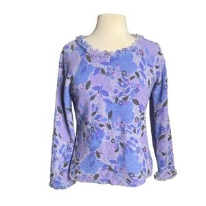 Sigrid Olsen Sport L/S sweater floral raw neck/cuffs acrylic, wool, nylon Medium